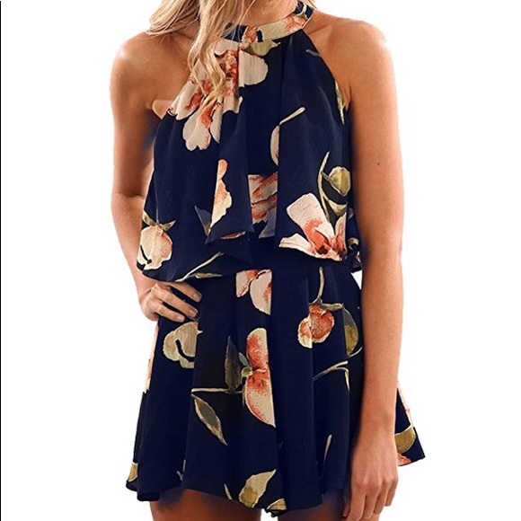Navy blue floral romper! NWT never worn - Picture 1 of 2